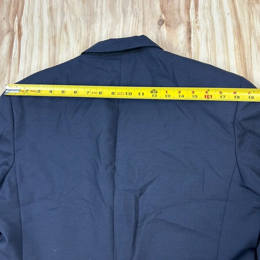 Burberry London Kensington Men 40 Short Navy Blue Wool Solid Blazer‎ Coat